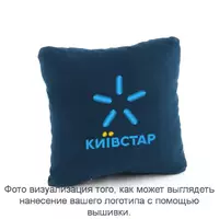 Подушка квадратная синий флок с лого Киевстар